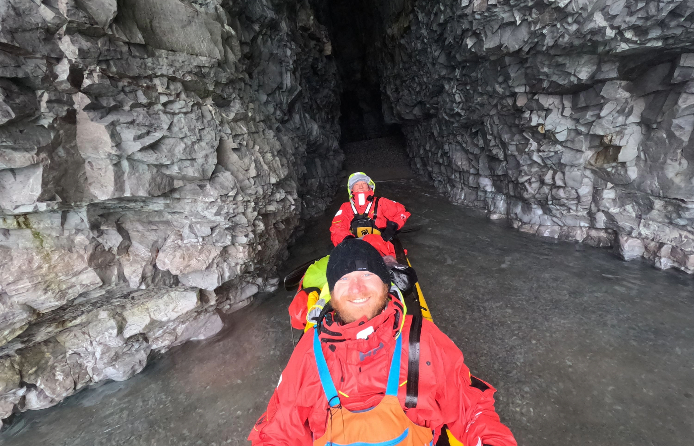 Mark Agnew and his teammates enter a cave on his journey through the Northwest Passage (West Hansen/PA)