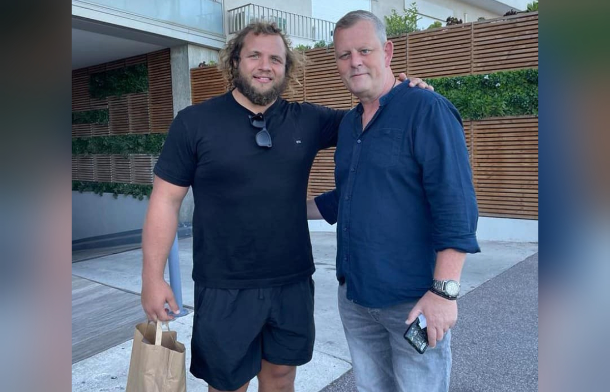 Stuart Herd with Scotland national team player Pierre Schoeman.