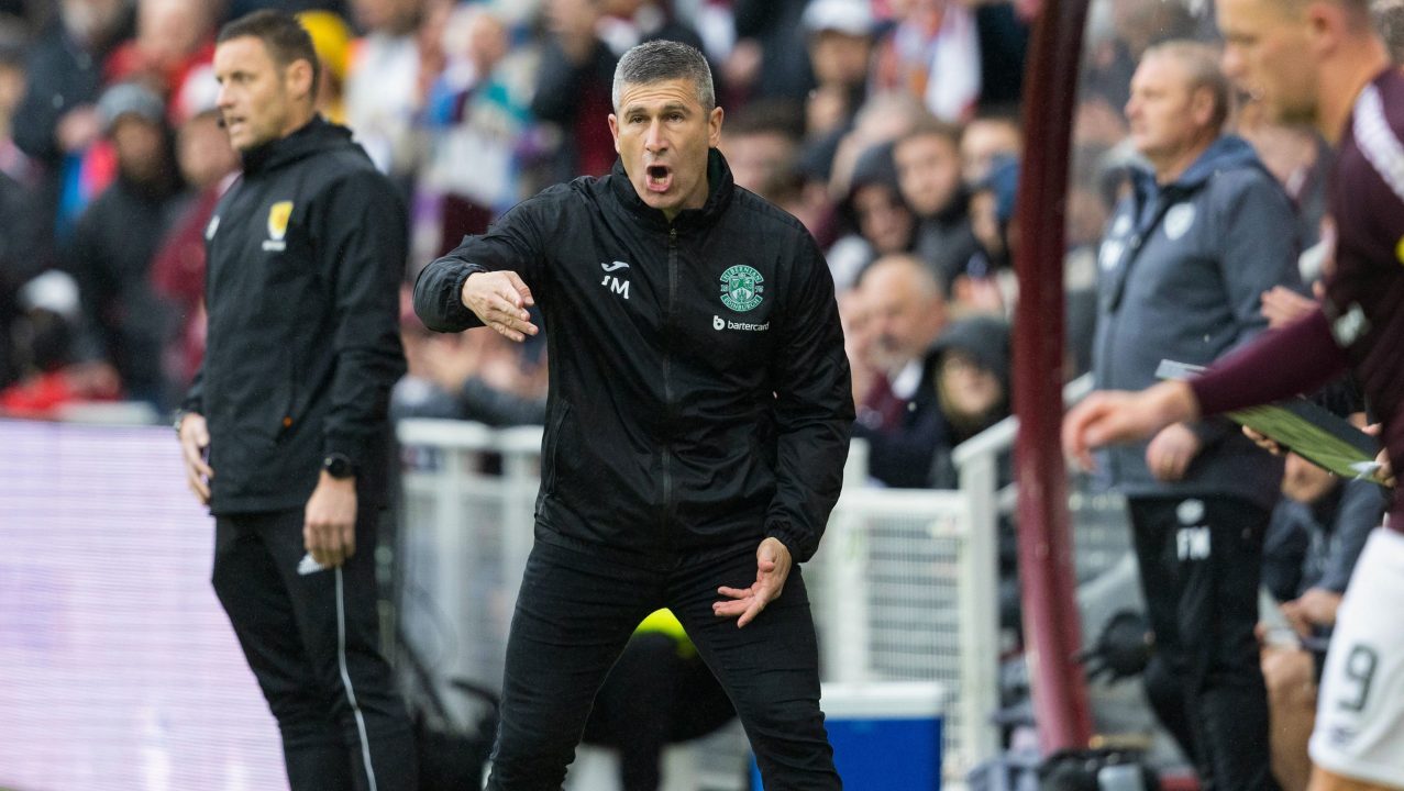 Hibs boss Nick Montgomery ‘won’t change attacking approach’ at Ibrox on Premiership return