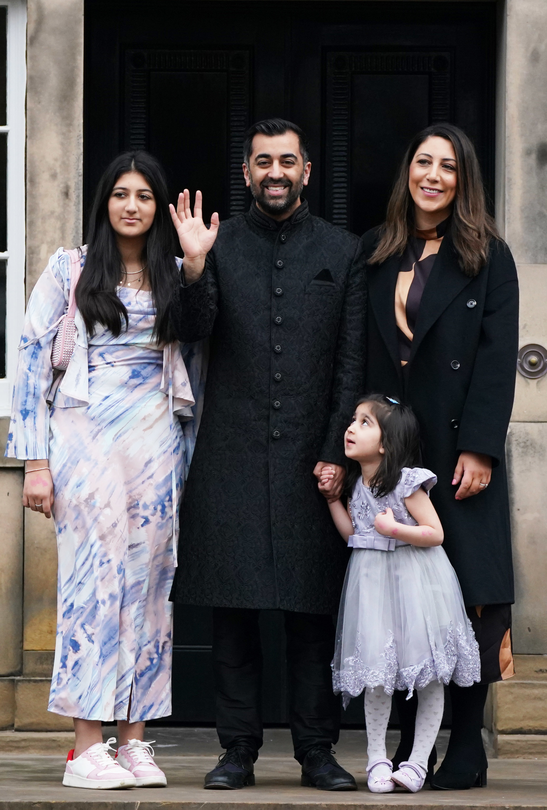 Nadia El-Nakla pictured with her husband and two daughters – her parents are currently trapped in Gaza.