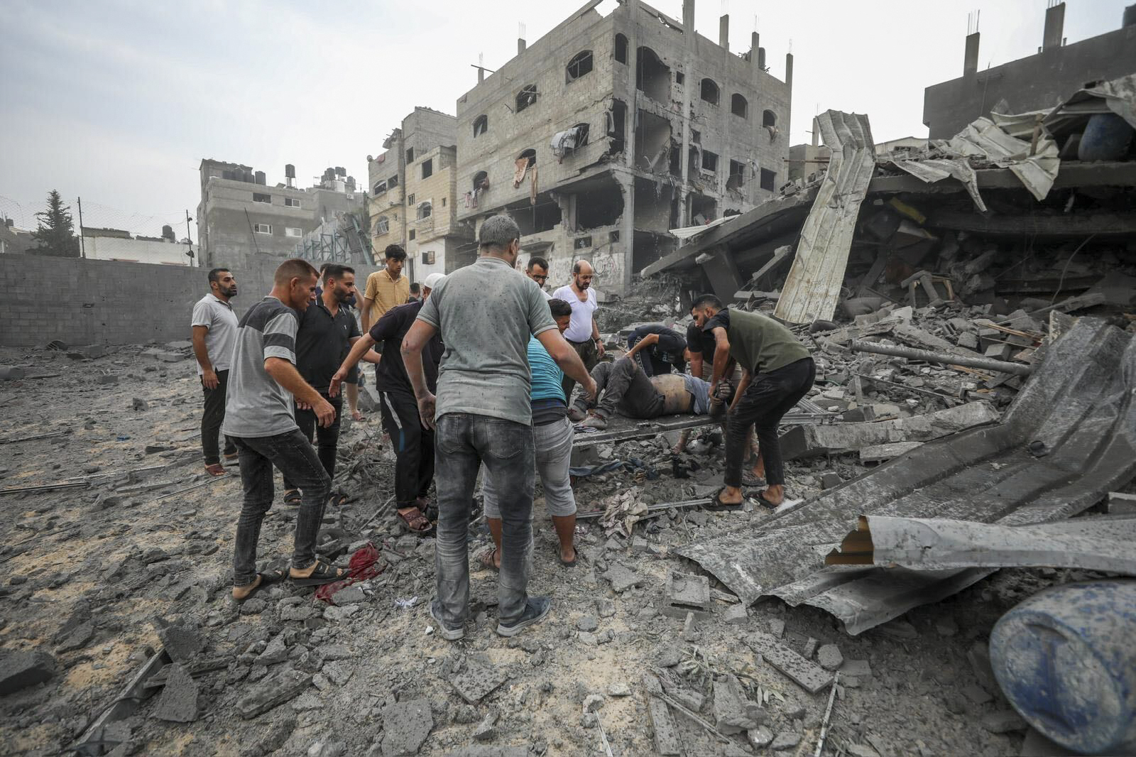 Airstrikes smashed entire city blocks to rubble in the Gaza Strip.
