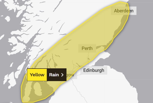 Following recent very wet weather, further heavy rain is expected to affect Central, Tayside, Fife, Gramoian, and Strathclyde spreading from south to north through the course of Wednesday.