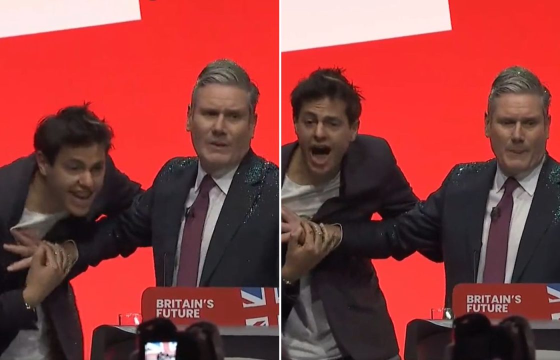 Protester storms stage of Labour Liverpool conference and throws ...