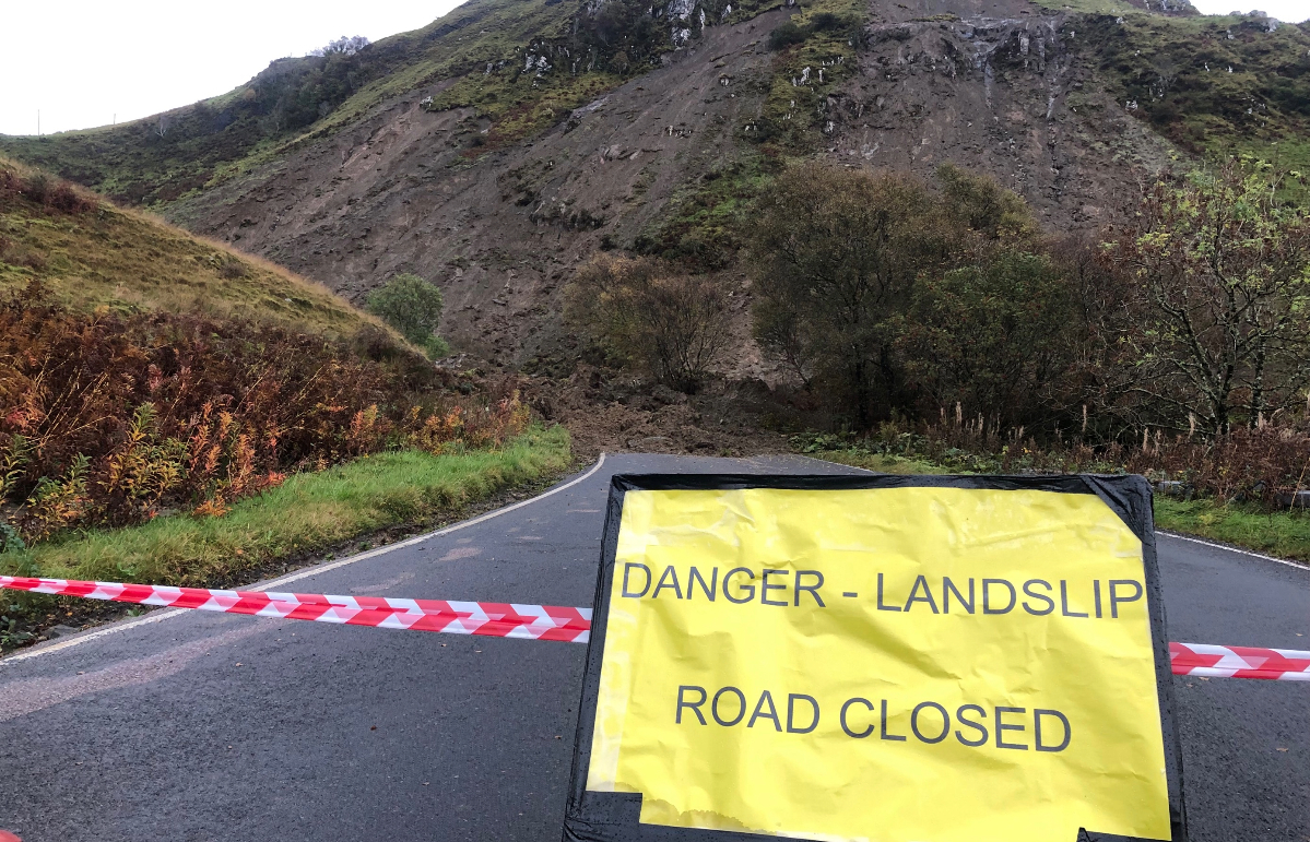 Landslide on the A816.