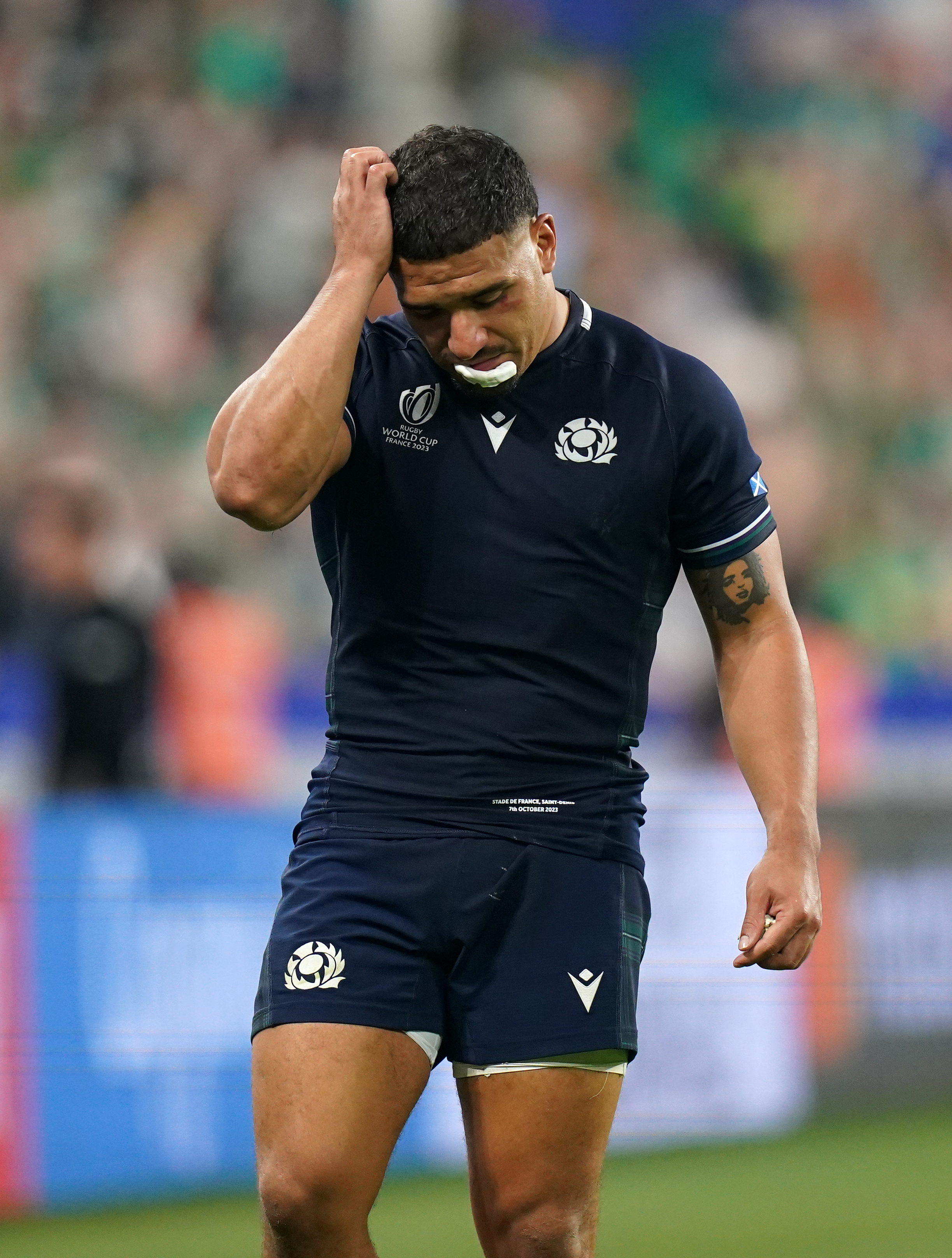 <em>Sione Tuipulotu was dejected following the World Cup exit (Adam Davy/PA)</em>” /><span class=