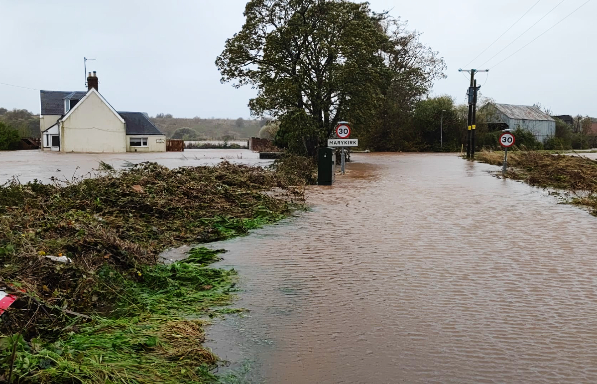 Marykirk was overcome by flooding during Storm Babet on October 20, 2023