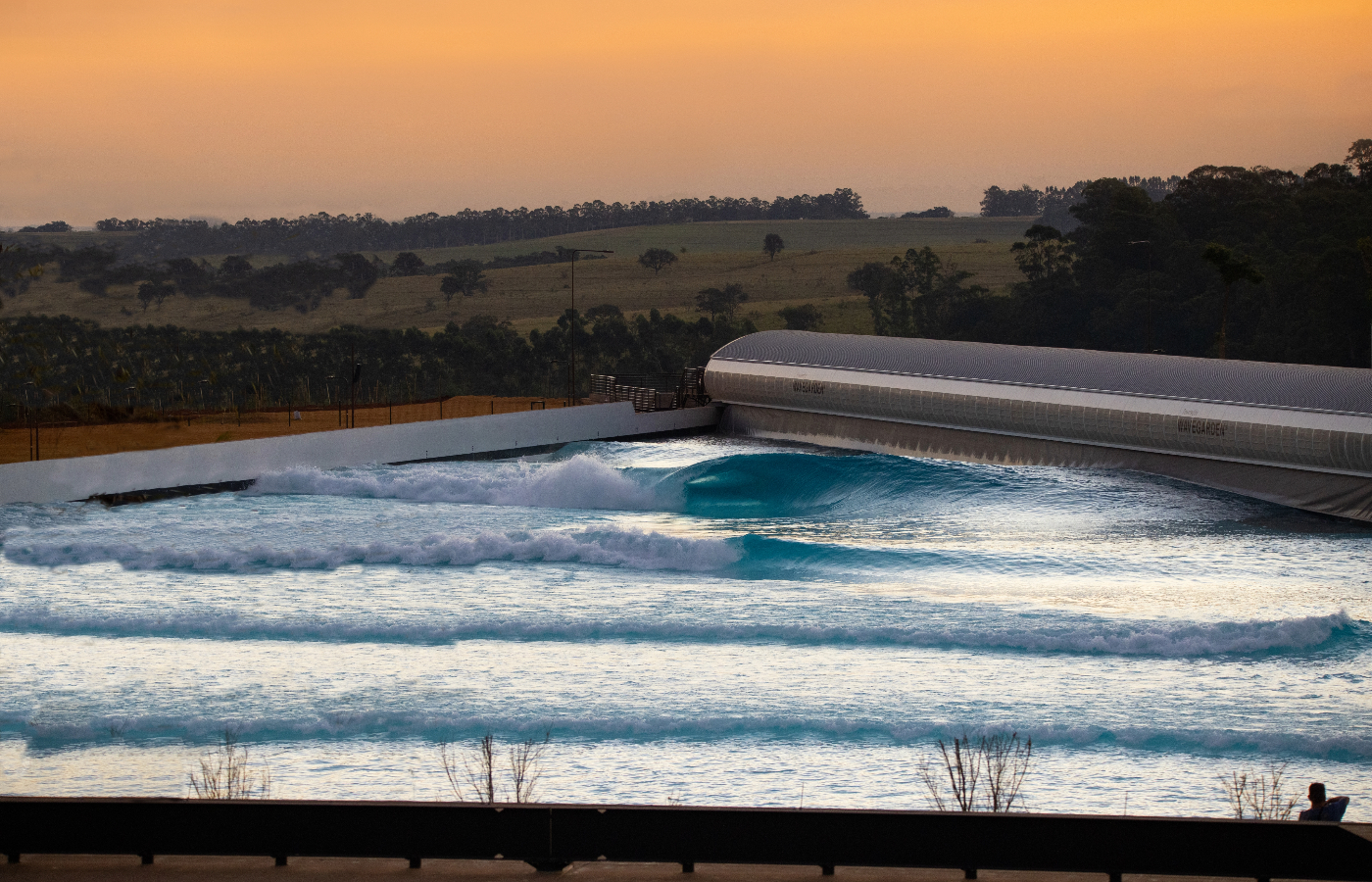 Sunset at a Wavegarden powered location at Praïa da Grama in Brazil (Credit: Wavegarden/Praïa da Grama)