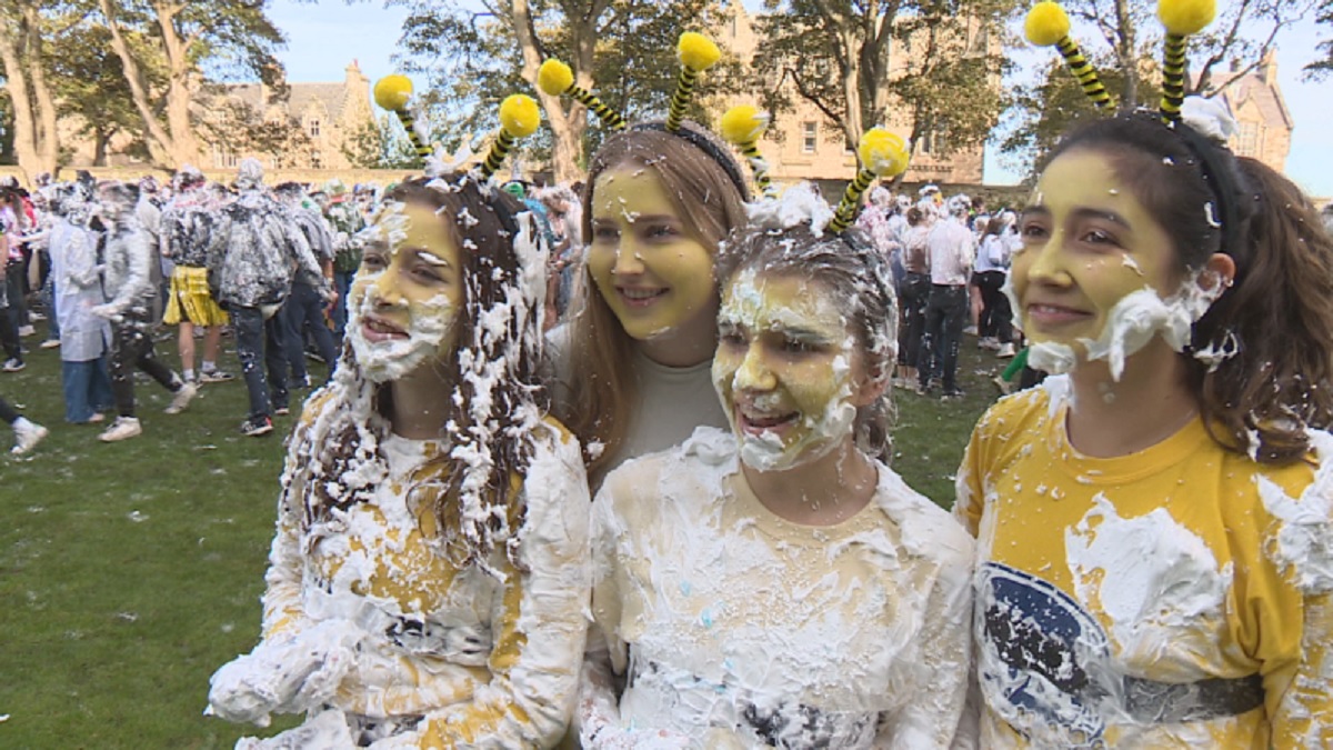 Students let their hair down for annual foam fight