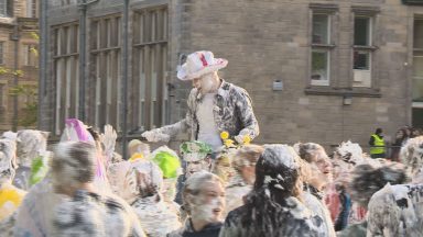 St Andrews students take part in shaving foam celebration