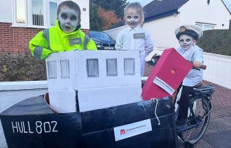 Delayed CalMac Hull 802 ferry inspires ‘skeleton crew’ family Halloween costume