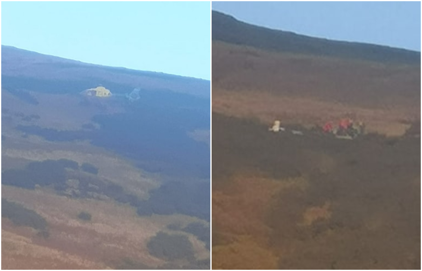 Air ambulance attending after a glider crashed into a hillside in Kinross.
