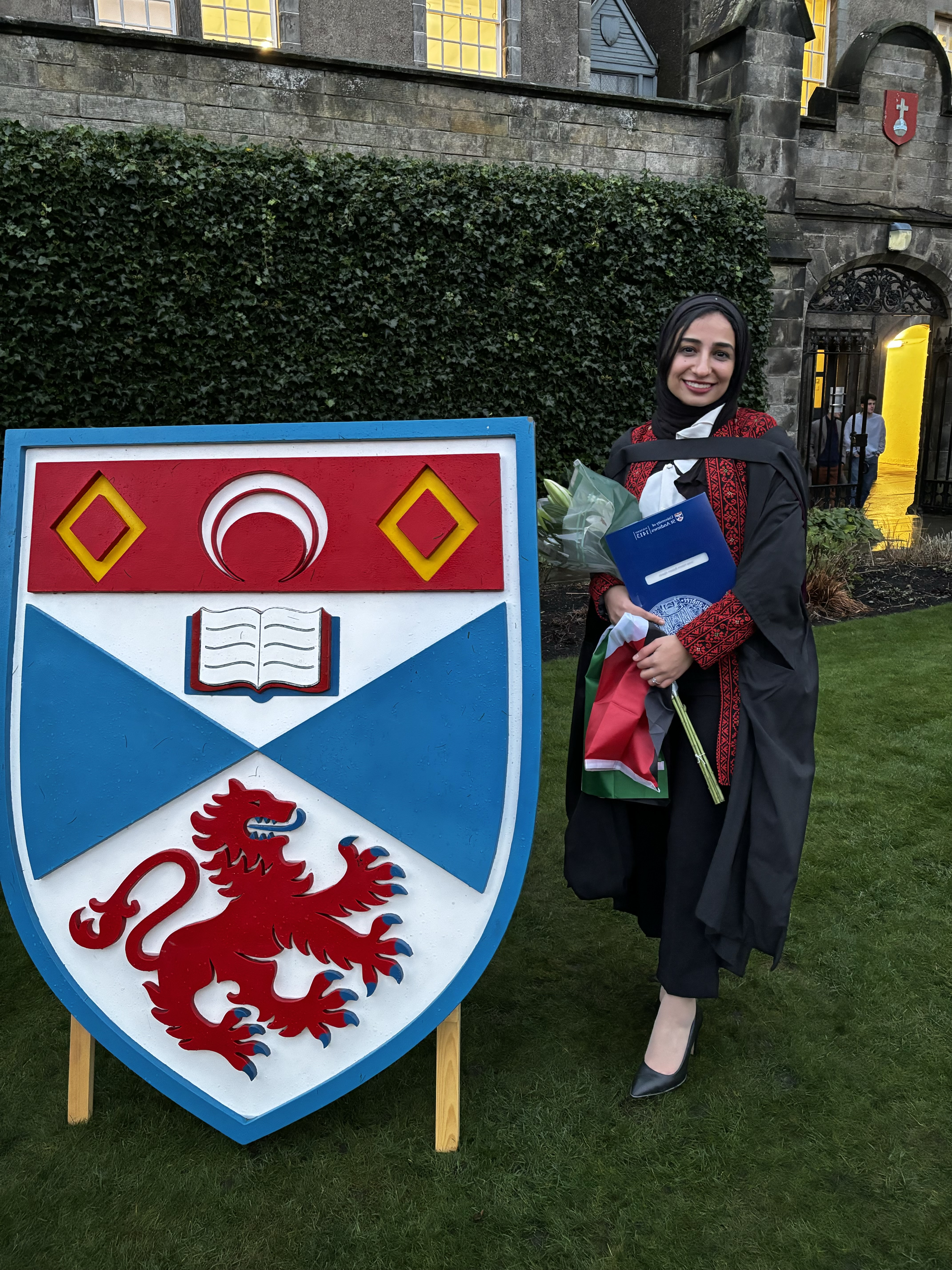 Israa Aljaish graduated from St Andrews University in August.
