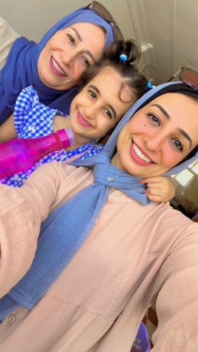 Israa Aljaish, her daughter Marlin and her mother