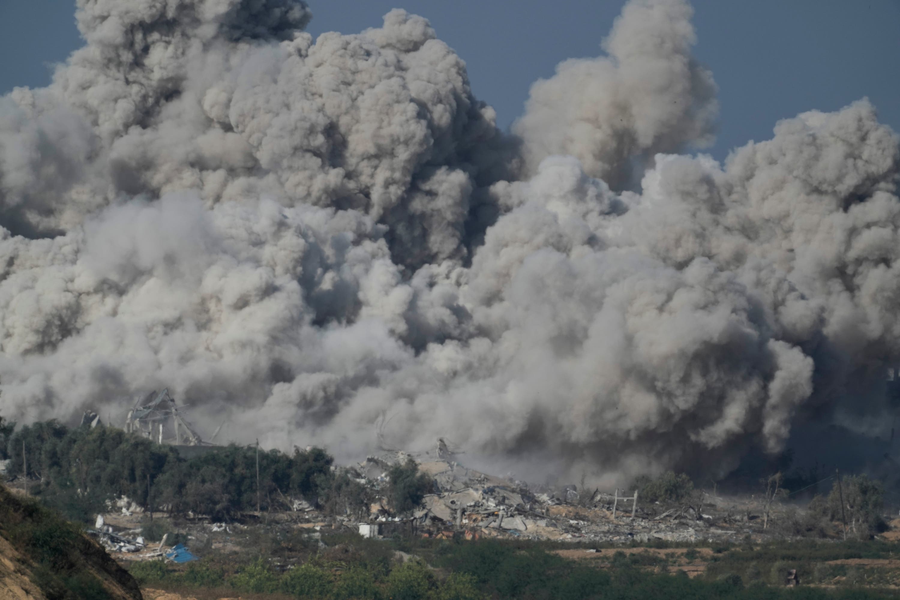 Smoke rises after an Israeli strike on the Gaza Strip on Thursday.