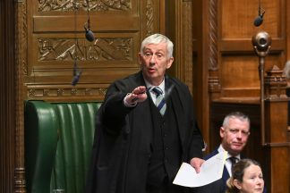 Speaker Lindsay Hoyle charing PMQs as nearly 90 MPs sign no confidence motion