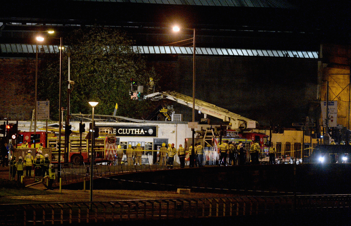More than 100 people were enjoying a night out at the pub when the helicopter, returning to its base on the banks of the River Clyde, crashed through the roof.