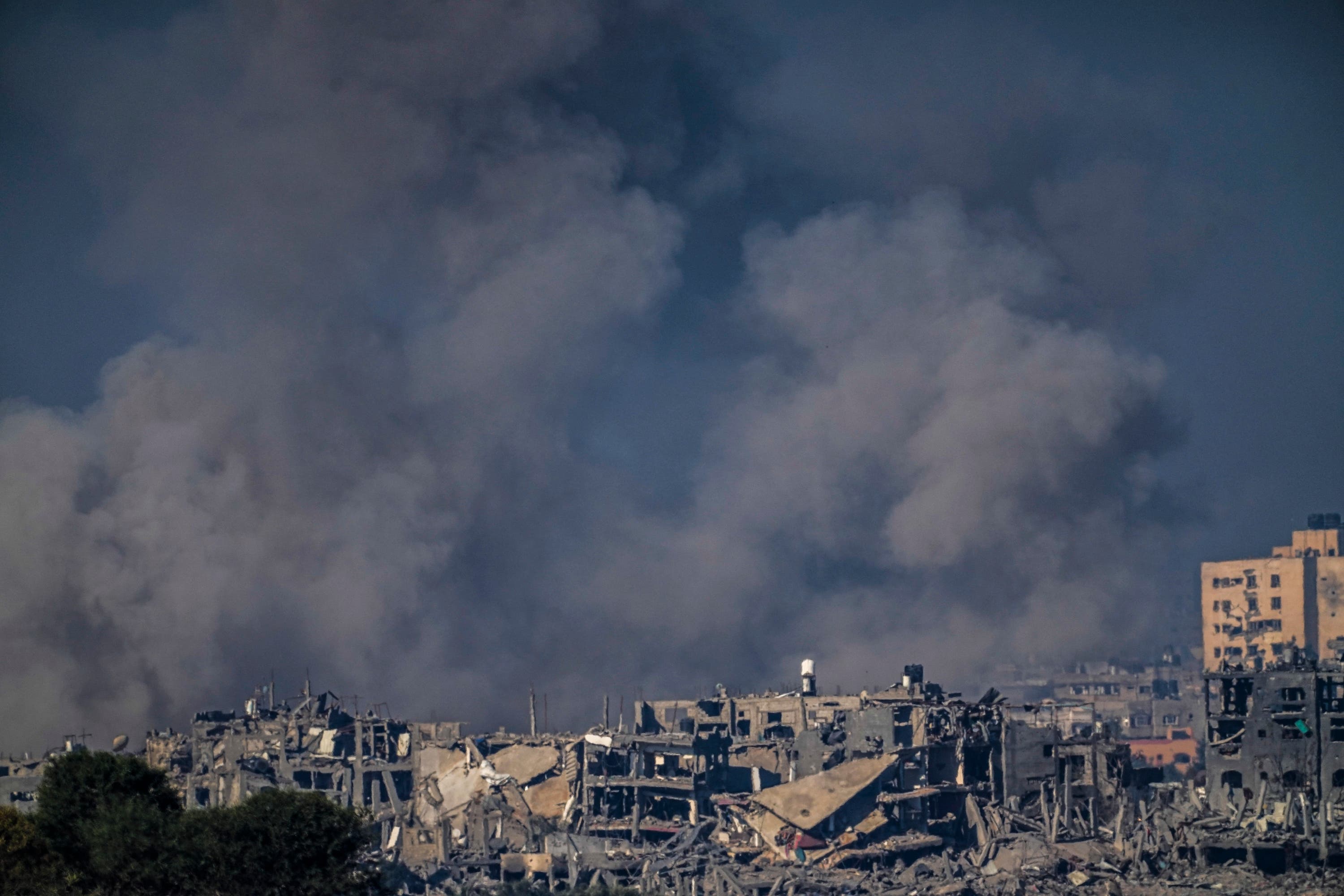 Smoke rises after an Israeli strike on the Gaza Strip on Saturday.