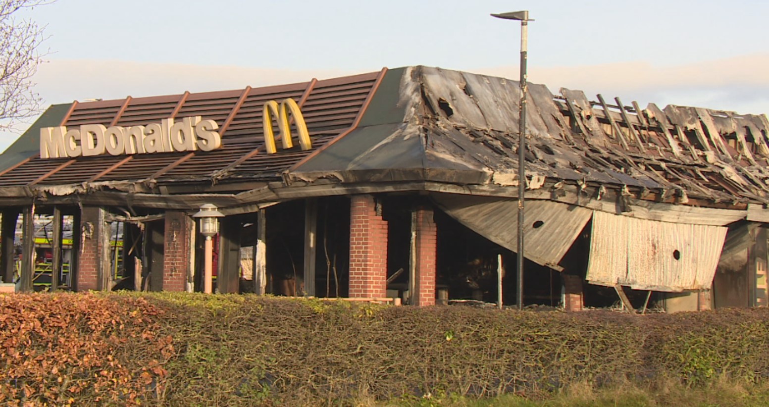 The premises was seen destroyed on Tuesday morning following the fire.