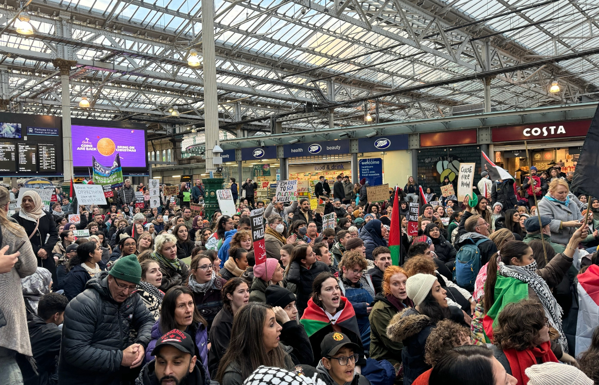 Protesters have staged a sit-in at Edinburgh Waverley. 