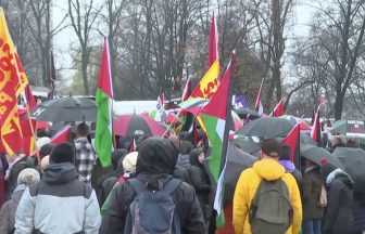 Thousands of protesters turn out for demonstration at Glasgow Green demanding ceasefire in Gaza