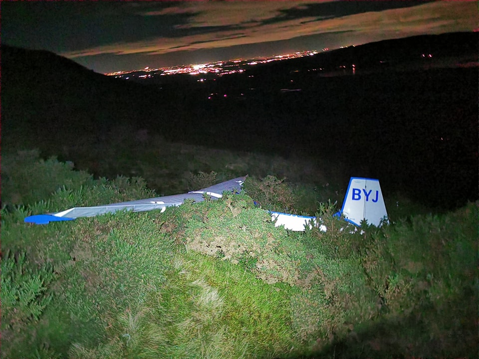 The air glider crashed shortly before 2pm on Tuesday.