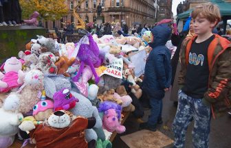 Hundreds lay teddy bears in Glasgow in memory of children killed in Gaza