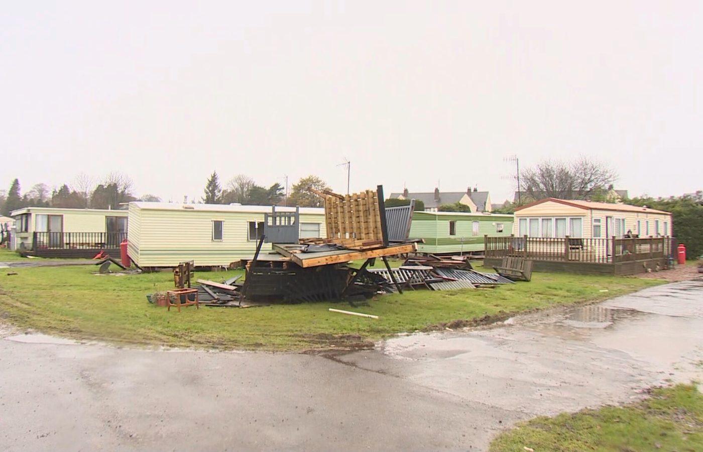 Brechin caravan site after Storm Babet. 