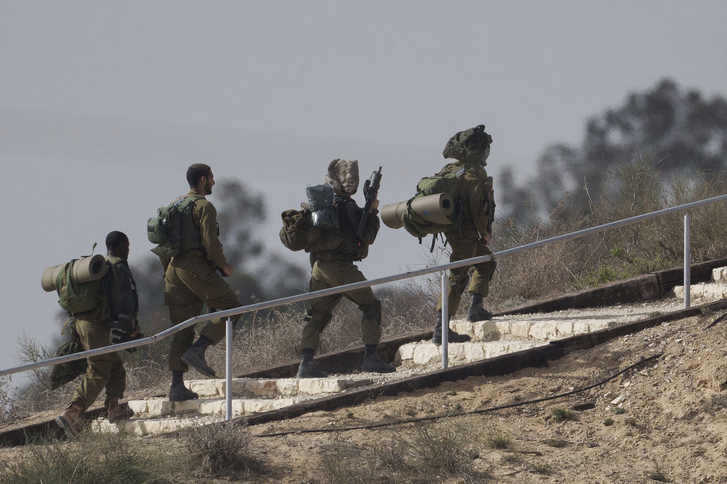 Israeli soldiers near the border with the Gaza Strip on Sunday.