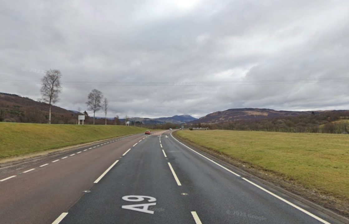 Two people taken to hospital and road closed following three-vehicle crash on A9