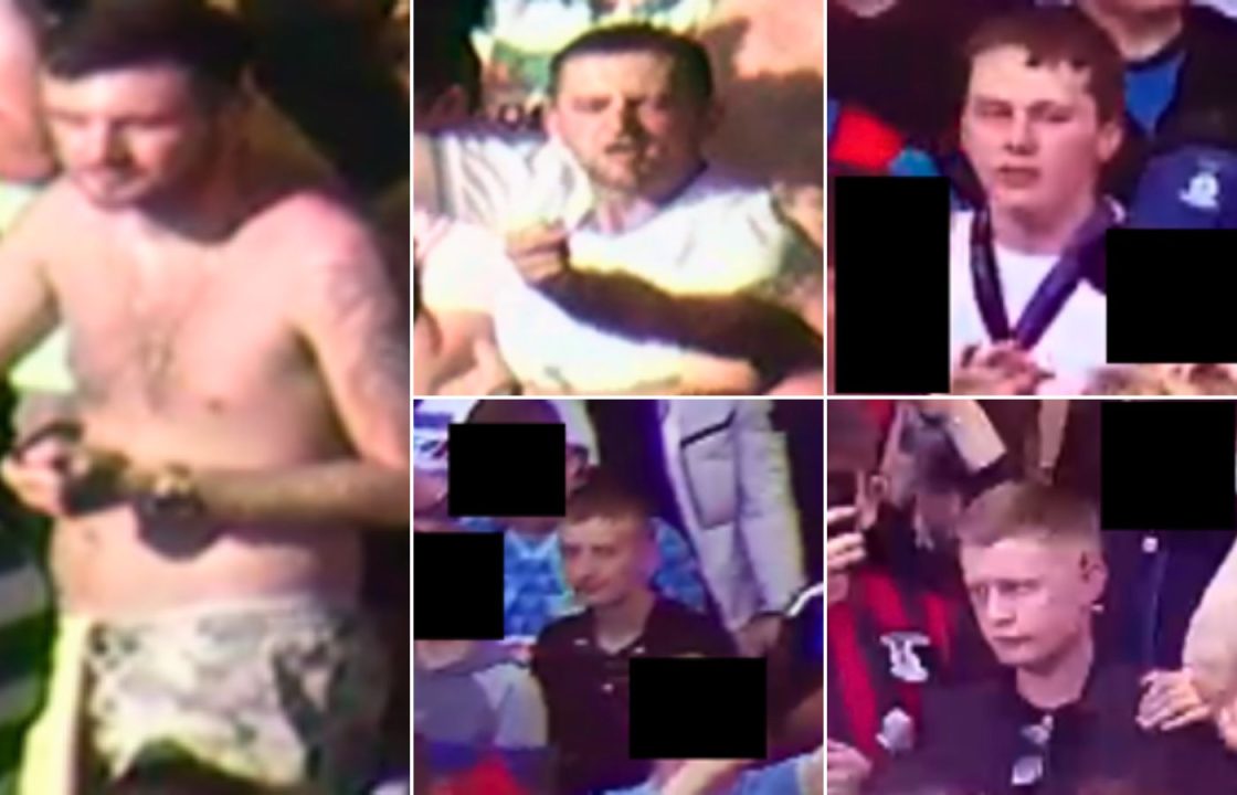 Images of five men released after ‘reckless conduct’ at Celtic v Inverness game at Hampden in Glasgow