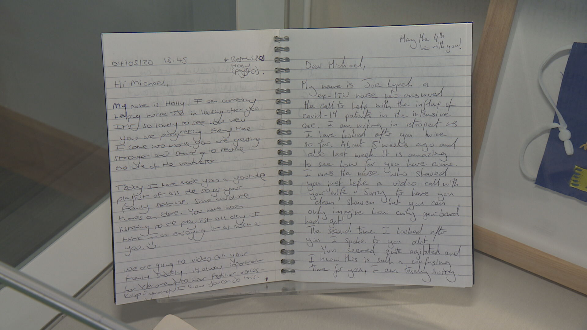 Michael Rosen's patient diaries that features in the exhibition.