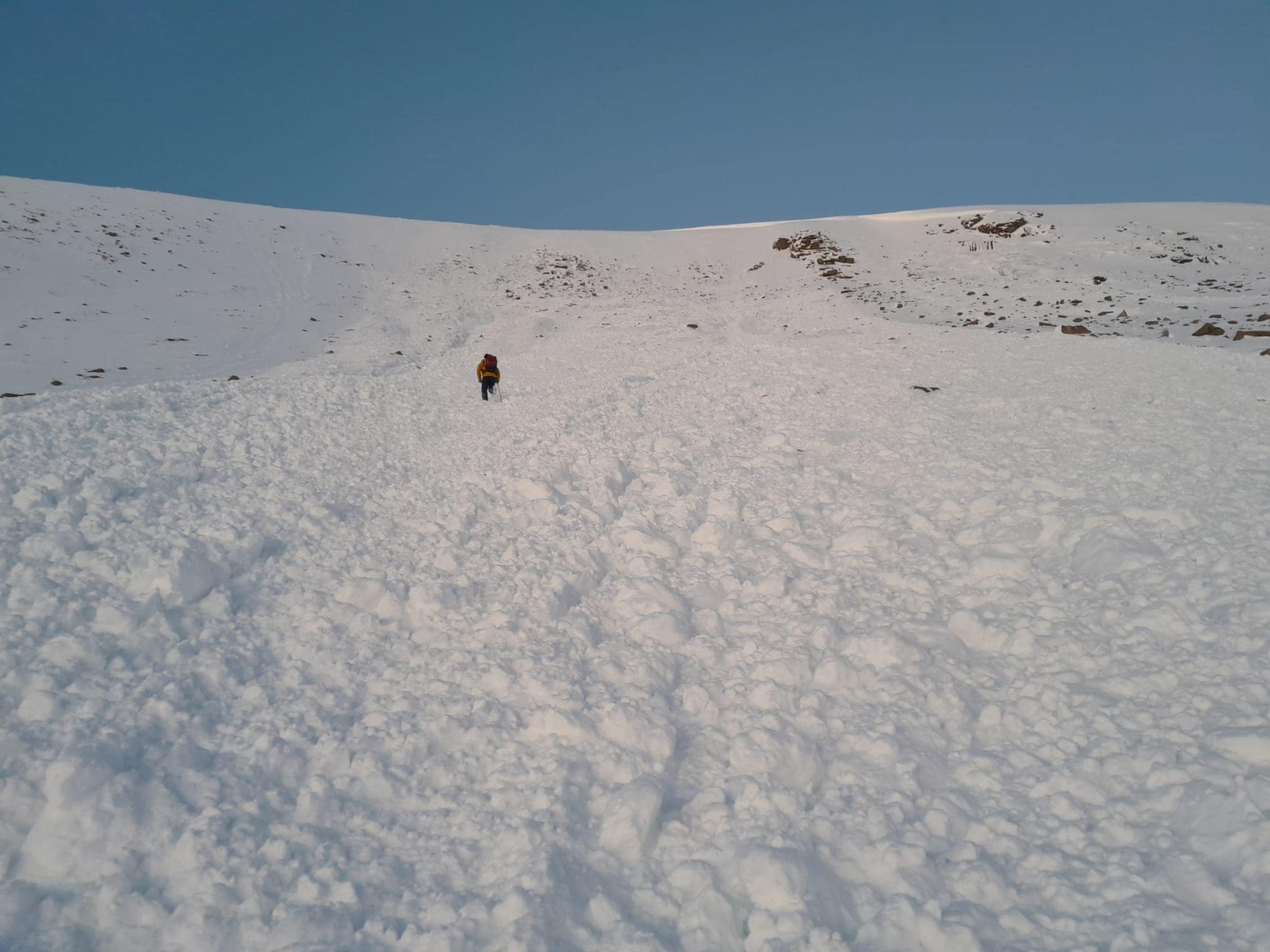 Avalanche debris was searched by the mountain rescue on Tuesday.