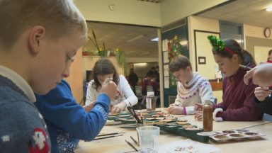 Angus primary making Christmas trees with a difference