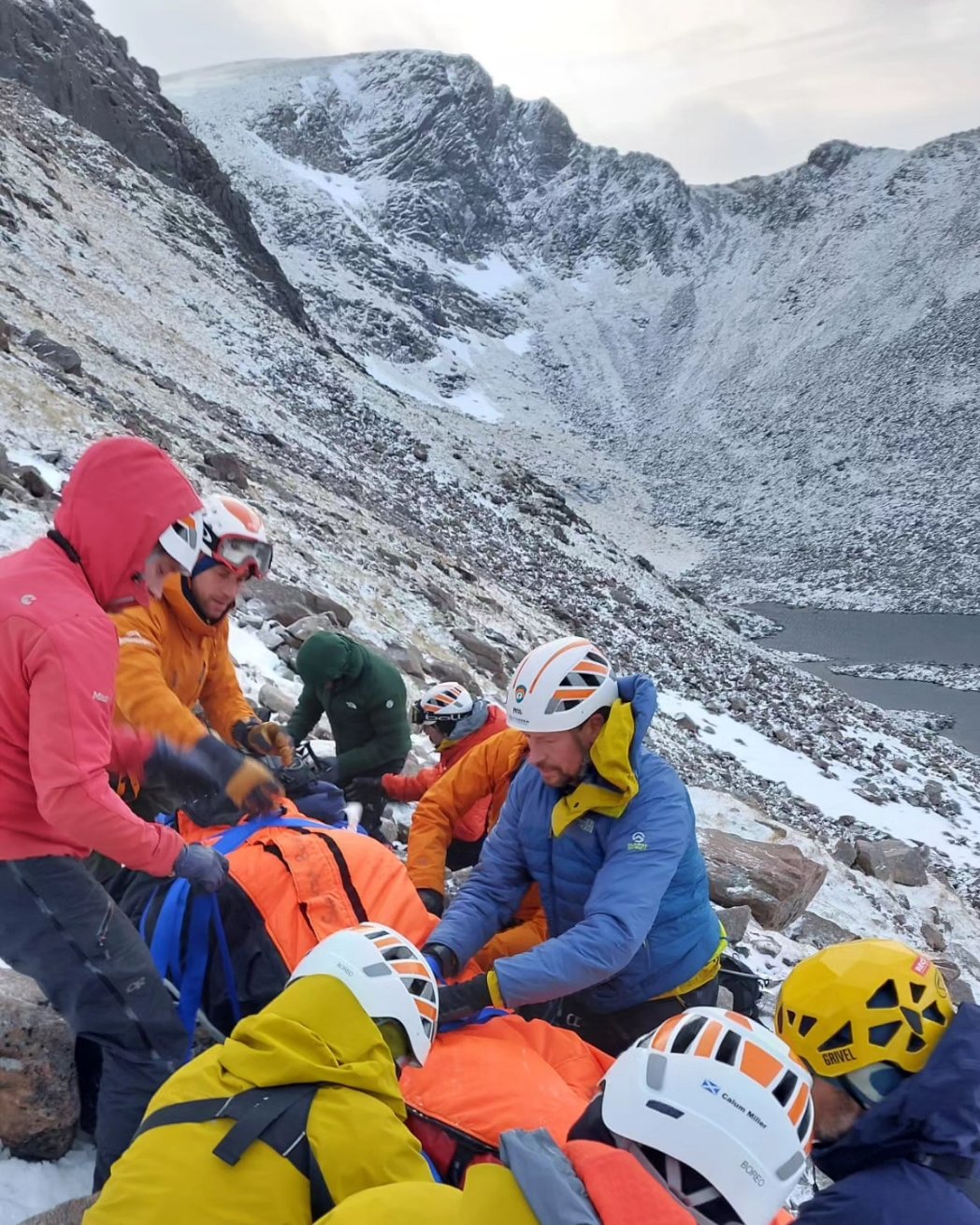 A man, in his 30s, fell around 80m in Coire an t-Sneachda, sliding on compacted snow below Jacob’s Ladder and sustaining injuries to his chest and lower legs.