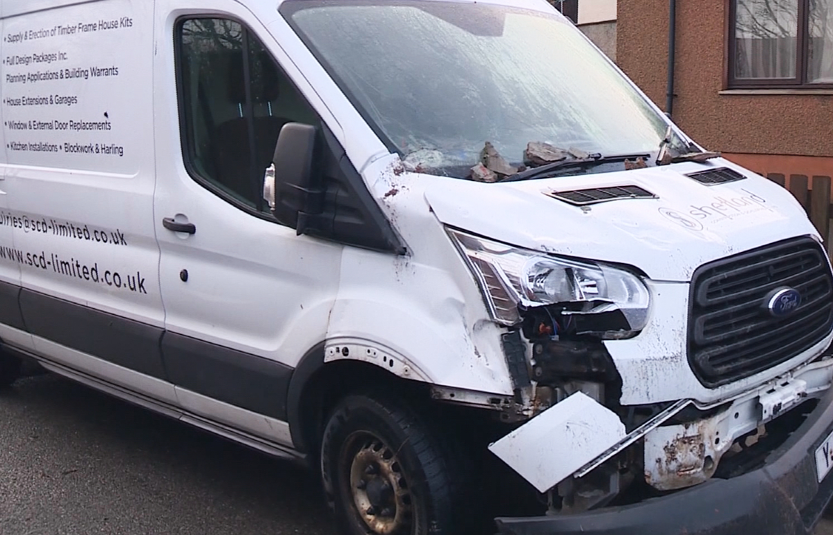 Damage to a van amid extreme Storm Gerrit winds in Lerwick, Shetland.