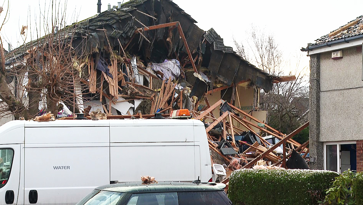 The aftermath of the explosion on Baberton Mains Avenue.