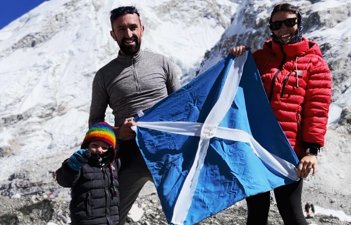 The Dallas family during their climb of Everest.