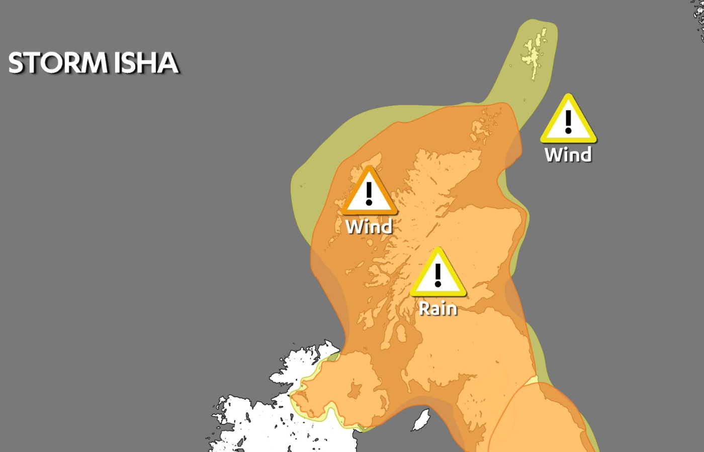 An amber warning has been put in place as Storm Isha arrives in Scotland. 