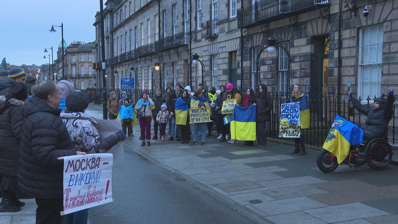 Ukrainian protest outside Russian consulate in Edinburgh