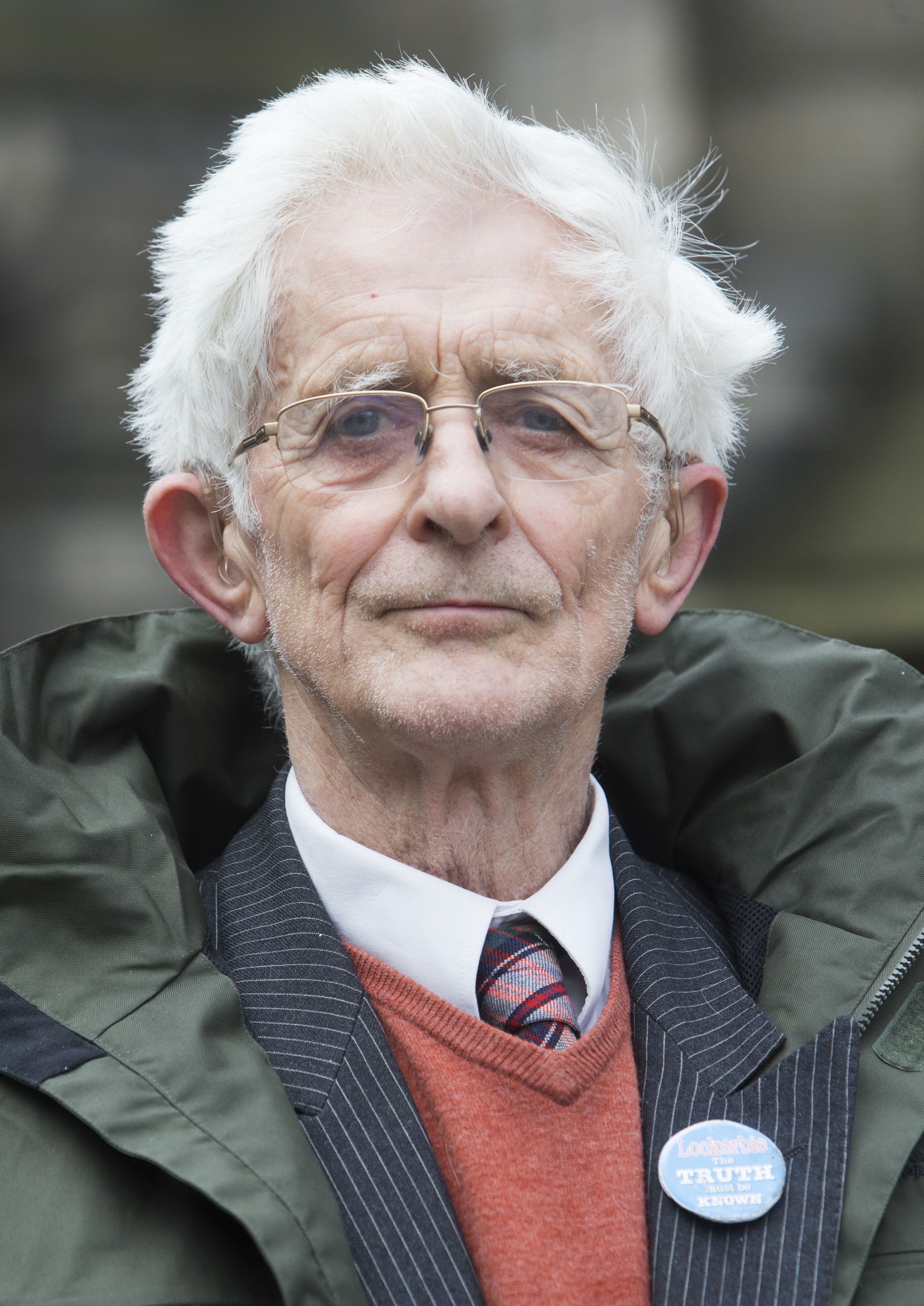 Dr Jim Swire, the father of Flora Swire who died in the bombing of Pan Am Flight 103 over Lockerbie in 1988, as he arrivea at the High Court of Justiciary in Edinburgh.