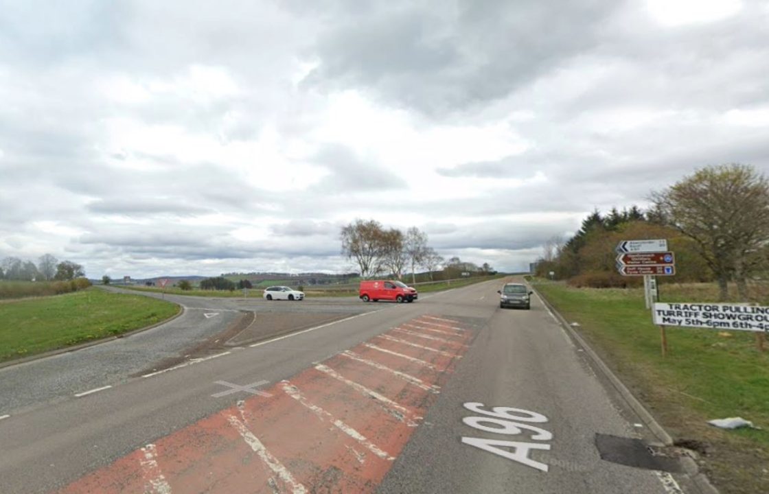 Occupants of car rushed to hospital after crash with lorry which shed load of logs on A96 in Aberdeenshire