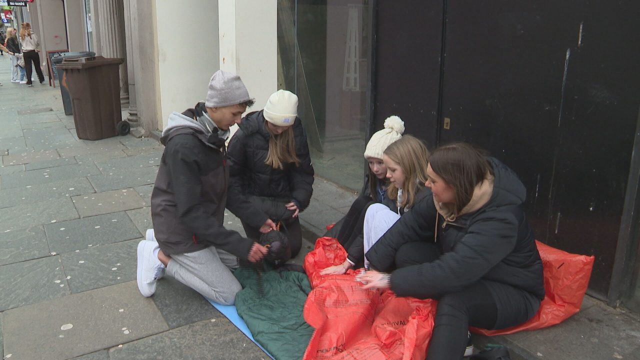 Dundee school pupils sleep on city streets to raise funds for homelessness charity