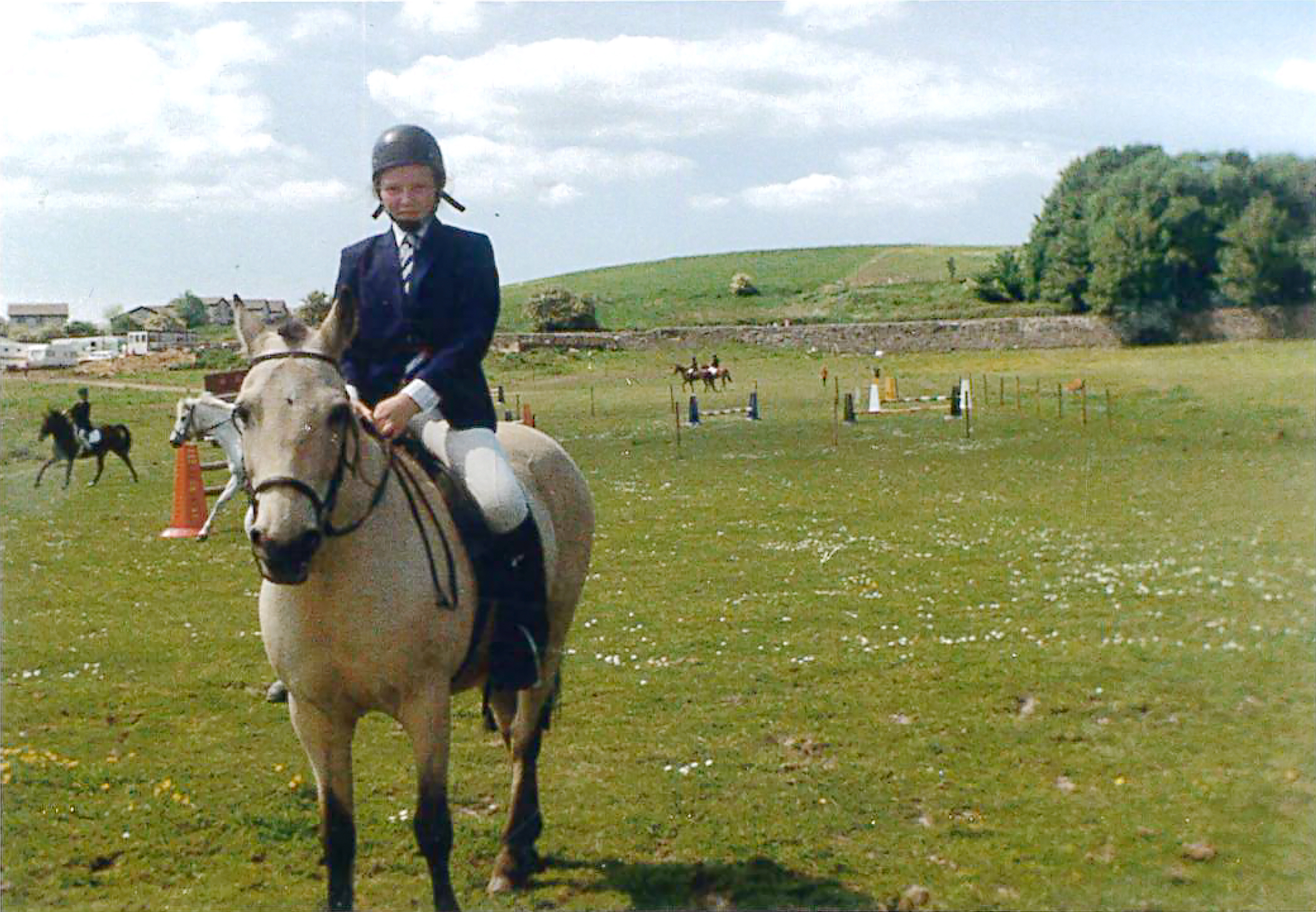 Teenage Emma Caldwell on horseback.