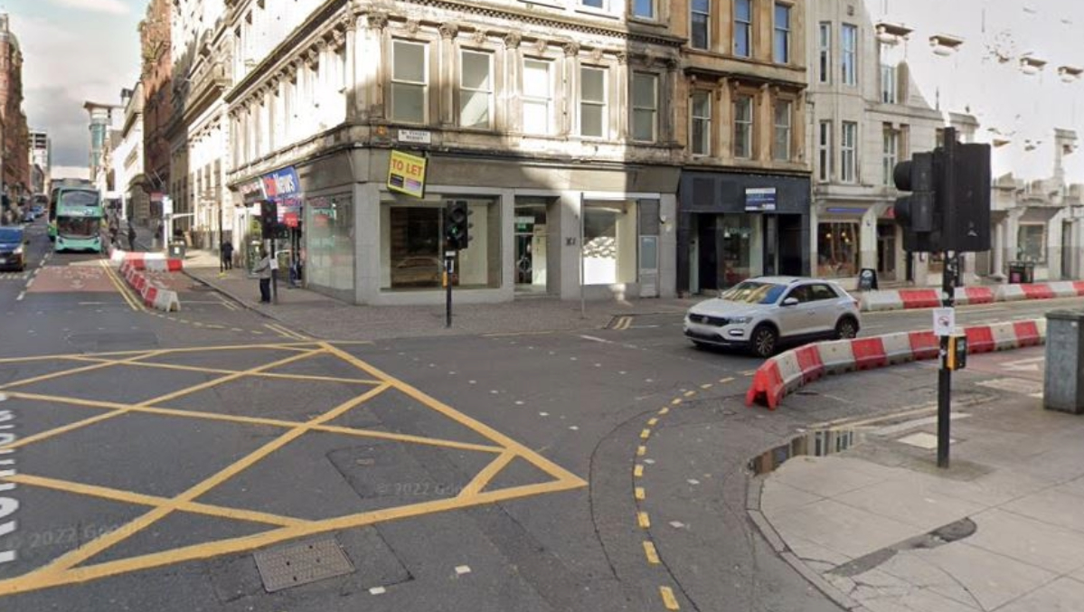 Cyclist left in hospital after Glasgow city centre car crash