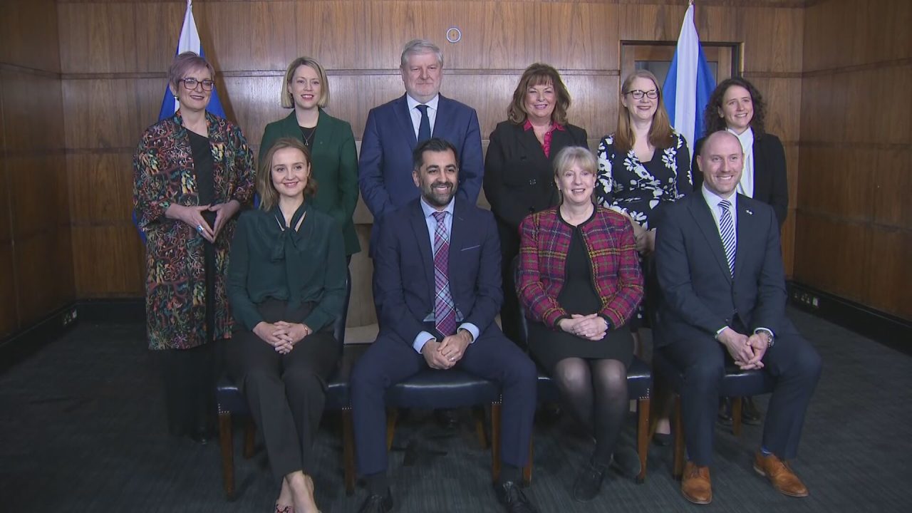 Humza Yousaf with his new cabinet.