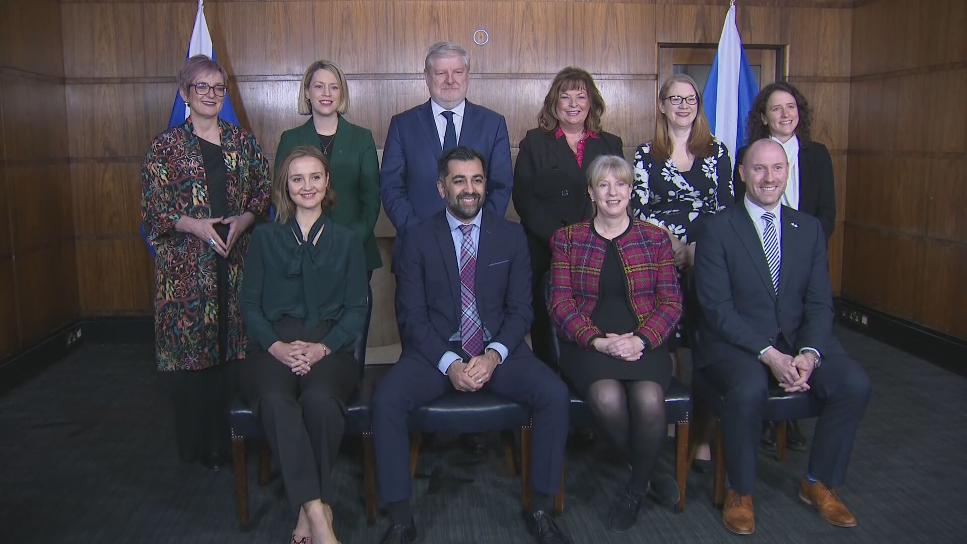 Humza Yousaf with his new cabinet.