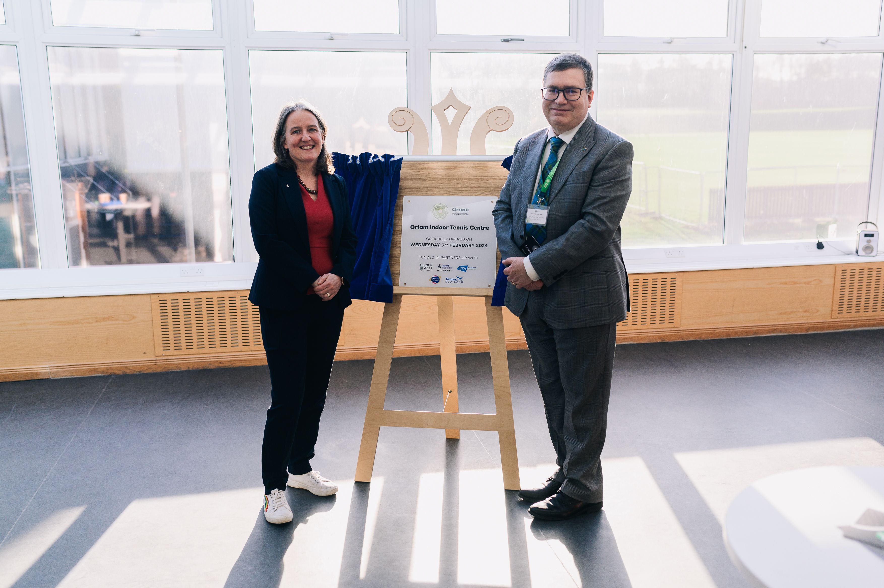 Official Plaque Unveiling, Right : Prof. Richard A. Williams , Principle and Vice Chancellor Heriot - Watt University, Left : Maree Todd, MSP, Minister for Social Care, Mental Wellbeing and Sport 