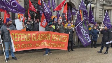 Unions protest against Glasgow council budget cuts