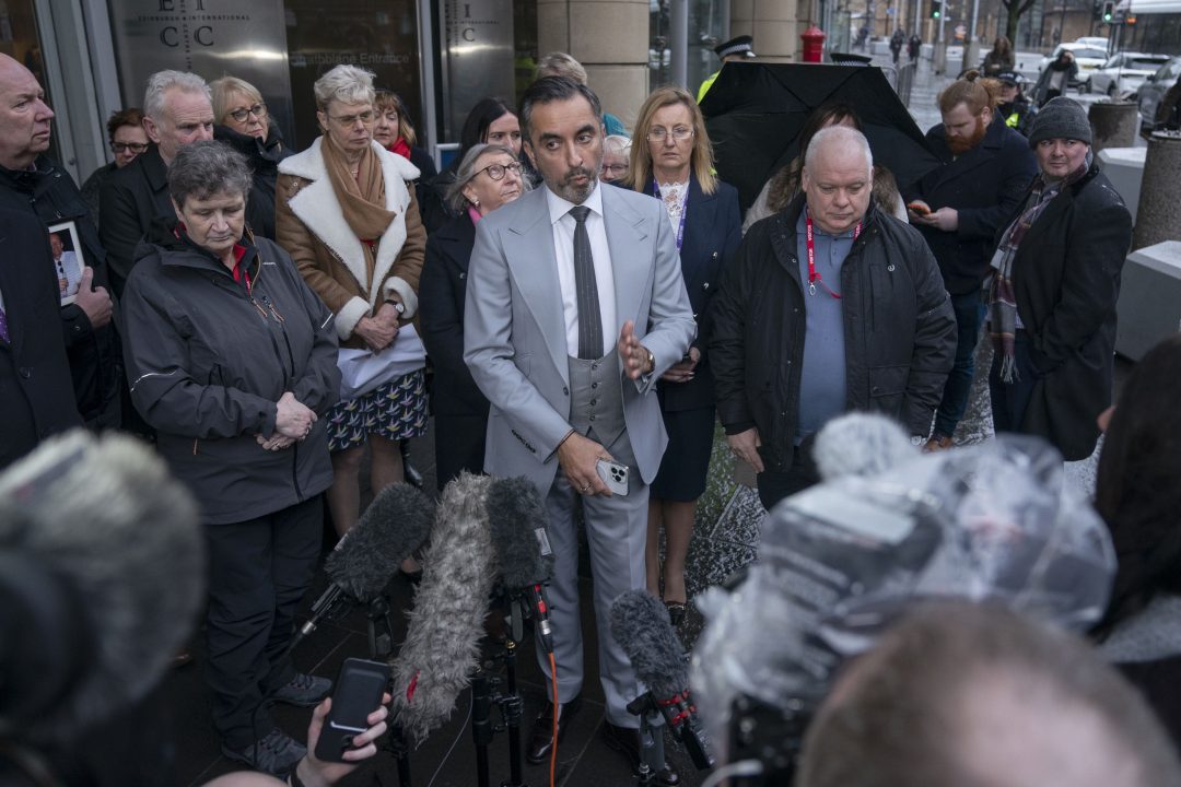 Solicitor Aamer Anwar with members of the Scottish Covid Bereaved Group.