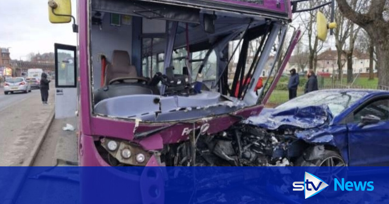 Two people taken to hospital after crash between car and bus on ...